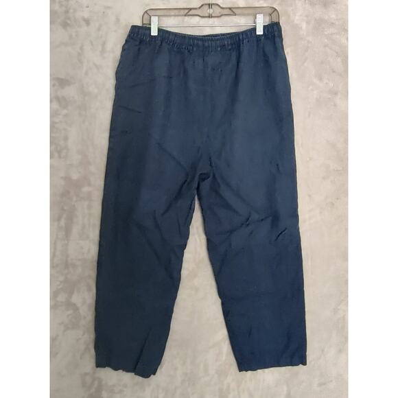 Willi Wear Women's Blue 100% Linen Pull On Pants Size M Slash Pockets Drawstring - Picture 8 of 10